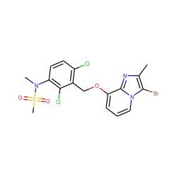 Cc1nc2c(OCc3c(Cl)ccc(N(C)S(C)(=O)=O)c3Cl)cccn2c1Br ZINC000013778277