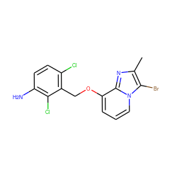 Cc1nc2c(OCc3c(Cl)ccc(N)c3Cl)cccn2c1Br ZINC000013778258