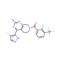 Cc1nc2c(c(-c3[nH]ncc3F)n1)CCN(C(=O)c1cccc(C(F)(F)F)c1Cl)C2 ZINC000219452023