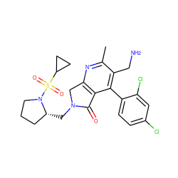 Cc1nc2c(c(-c3ccc(Cl)cc3Cl)c1CN)C(=O)N(C[C@@H]1CCCN1S(=O)(=O)C1CC1)C2 ZINC000096285853