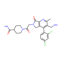 Cc1nc2c(c(-c3ccc(Cl)cc3Cl)c1CN)CN(CC(=O)N1CCC(C(N)=O)CC1)C2=O ZINC000073139532