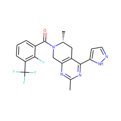 Cc1nc2c(c(-c3ccn[nH]3)n1)C[C@@H](C)N(C(=O)c1cccc(C(F)(F)F)c1F)C2 ZINC000219539871