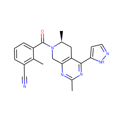 Cc1nc2c(c(-c3ccn[nH]3)n1)C[C@H](C)N(C(=O)c1cccc(C#N)c1C)C2 ZINC000219510372