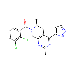 Cc1nc2c(c(-c3ccn[nH]3)n1)C[C@H](C)N(C(=O)c1cccc(Cl)c1Cl)C2 ZINC000219525329