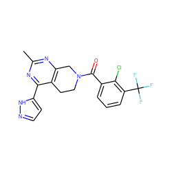 Cc1nc2c(c(-c3ccn[nH]3)n1)CCN(C(=O)c1cccc(C(F)(F)F)c1Cl)C2 ZINC000219451845