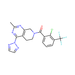 Cc1nc2c(c(-n3nccn3)n1)CCN(C(=O)c1cccc(C(F)(F)F)c1Cl)C2 ZINC000219481350