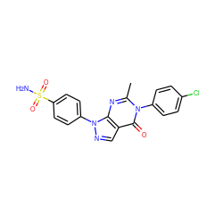 Cc1nc2c(cnn2-c2ccc(S(N)(=O)=O)cc2)c(=O)n1-c1ccc(Cl)cc1 ZINC000028951895