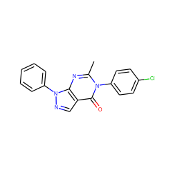 Cc1nc2c(cnn2-c2ccccc2)c(=O)n1-c1ccc(Cl)cc1 ZINC000000064705