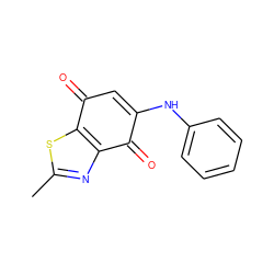 Cc1nc2c(s1)C(=O)C=C(Nc1ccccc1)C2=O ZINC000005931516