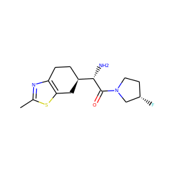 Cc1nc2c(s1)C[C@H]([C@H](N)C(=O)N1CC[C@H](F)C1)CC2 ZINC000034442292