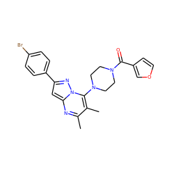 Cc1nc2cc(-c3ccc(Br)cc3)nn2c(N2CCN(C(=O)c3ccoc3)CC2)c1C ZINC000061944486