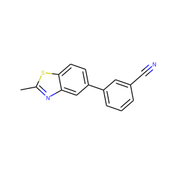 Cc1nc2cc(-c3cccc(C#N)c3)ccc2s1 ZINC000028710062