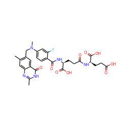 Cc1nc2cc(C)c(CN(C)c3ccc(C(=O)N[C@@H](CCC(=O)N[C@H](CCC(=O)O)C(=O)O)C(=O)O)c(F)c3)cc2c(=O)[nH]1 ZINC000027903721