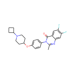 Cc1nc2cc(F)c(F)cc2c(=O)n1-c1ccc(OC2CCN(C3CCC3)CC2)cc1 ZINC000040866241