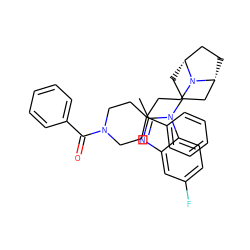 Cc1nc2cc(F)ccc2n1C1C[C@@H]2CC[C@H](C1)N2CCC1(c2ccccc2)CCN(C(=O)c2ccccc2)CC1 ZINC000071294460