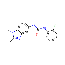 Cc1nc2cc(NC(=O)Nc3ccccc3Cl)ccc2n1C ZINC000000470181