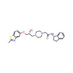 Cc1nc2cc(OC[C@H](O)CN3CCN(CC(=O)N[C@H]4CCc5ccccc54)CC3)ccc2s1 ZINC000022932428