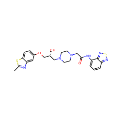 Cc1nc2cc(OC[C@H](O)CN3CCN(CC(=O)Nc4cccc5nsnc45)CC3)ccc2s1 ZINC000022932413