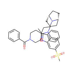 Cc1nc2cc(S(C)(=O)=O)ccc2n1C1C[C@@H]2CC[C@H](C1)N2CCC1(c2ccccc2)CCN(C(=O)c2ccccc2)CC1 ZINC000071295646