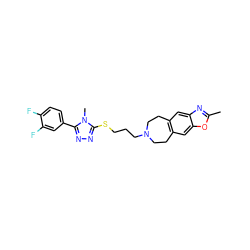 Cc1nc2cc3c(cc2o1)CCN(CCCSc1nnc(-c2ccc(F)c(F)c2)n1C)CC3 ZINC000029127299