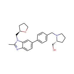 Cc1nc2ccc(-c3ccc(CN4CCC[C@@H]4CO)cc3)cc2n1C[C@H]1CCCO1 ZINC001772576853