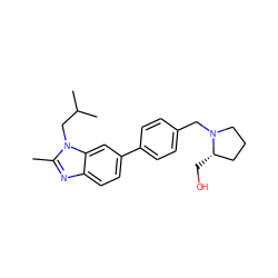 Cc1nc2ccc(-c3ccc(CN4CCC[C@@H]4CO)cc3)cc2n1CC(C)C ZINC001772646909