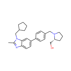 Cc1nc2ccc(-c3ccc(CN4CCC[C@@H]4CO)cc3)cc2n1CC1CCCC1 ZINC001772626045