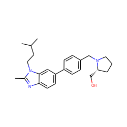 Cc1nc2ccc(-c3ccc(CN4CCC[C@@H]4CO)cc3)cc2n1CCC(C)C ZINC001772612116