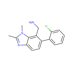 Cc1nc2ccc(-c3ccccc3Cl)c(CN)c2n1C ZINC000029124751