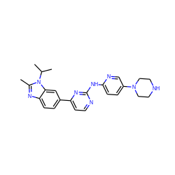 Cc1nc2ccc(-c3ccnc(Nc4ccc(N5CCNCC5)cn4)n3)cc2n1C(C)C ZINC000474608586