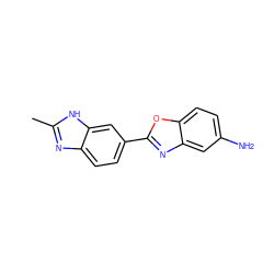 Cc1nc2ccc(-c3nc4cc(N)ccc4o3)cc2[nH]1 ZINC000005027647