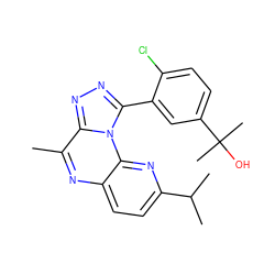 Cc1nc2ccc(C(C)C)nc2n2c(-c3cc(C(C)(C)O)ccc3Cl)nnc12 ZINC000145741970