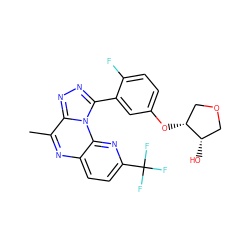 Cc1nc2ccc(C(F)(F)F)nc2n2c(-c3cc(O[C@@H]4COC[C@@H]4O)ccc3F)nnc12 ZINC000145750750