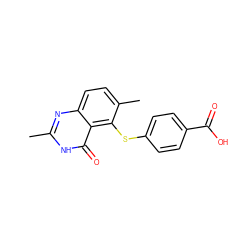 Cc1nc2ccc(C)c(Sc3ccc(C(=O)O)cc3)c2c(=O)[nH]1 ZINC000013826167