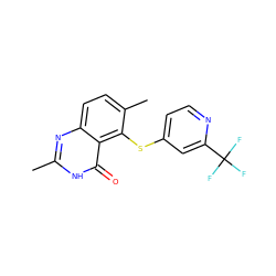 Cc1nc2ccc(C)c(Sc3ccnc(C(F)(F)F)c3)c2c(=O)[nH]1 ZINC000013826177