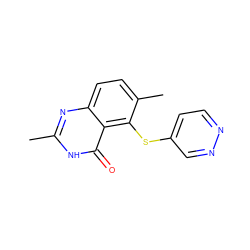 Cc1nc2ccc(C)c(Sc3ccnnc3)c2c(=O)[nH]1 ZINC000013826165