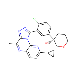 Cc1nc2ccc(C3CC3)nc2n2c(-c3cc([C@@]4(O)CCCOC4)ccc3Cl)nnc12 ZINC000145967679