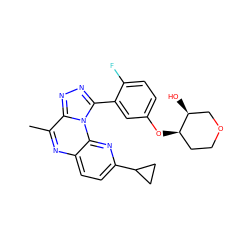 Cc1nc2ccc(C3CC3)nc2n2c(-c3cc(O[C@@H]4CCOC[C@@H]4O)ccc3F)nnc12 ZINC000145753161