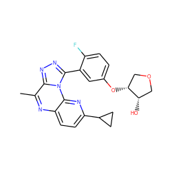 Cc1nc2ccc(C3CC3)nc2n2c(-c3cc(O[C@@H]4COC[C@@H]4O)ccc3F)nnc12 ZINC000145751562