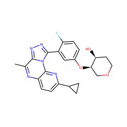 Cc1nc2ccc(C3CC3)nc2n2c(-c3cc(O[C@@H]4COCC[C@@H]4O)ccc3F)nnc12 ZINC000145752376