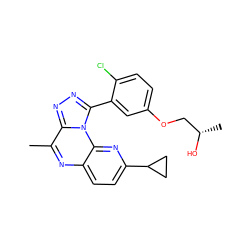 Cc1nc2ccc(C3CC3)nc2n2c(-c3cc(OC[C@H](C)O)ccc3Cl)nnc12 ZINC000145728498