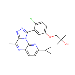 Cc1nc2ccc(C3CC3)nc2n2c(-c3cc(OCC(C)(C)O)ccc3Cl)nnc12 ZINC000145729413