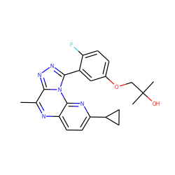 Cc1nc2ccc(C3CC3)nc2n2c(-c3cc(OCC(C)(C)O)ccc3F)nnc12 ZINC000145731042