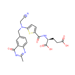 Cc1nc2ccc(CN(CC#N)c3ccc(C(=O)N[C@@H](CCC(=O)O)C(=O)O)s3)cc2c(=O)[nH]1 ZINC000013821835