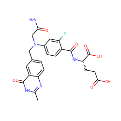 Cc1nc2ccc(CN(CC(N)=O)c3ccc(C(=O)N[C@@H](CCC(=O)O)C(=O)O)c(F)c3)cc2c(=O)[nH]1 ZINC000026835029