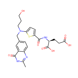 Cc1nc2ccc(CN(CCCO)c3ccc(C(=O)N[C@@H](CCC(=O)O)C(=O)O)s3)cc2c(=O)[nH]1 ZINC000013821833