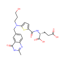 Cc1nc2ccc(CN(CCCO)c3ccc(C(=O)N[C@H](CCC(=O)O)C(=O)O)s3)cc2c(=O)[nH]1 ZINC000029343228