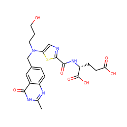 Cc1nc2ccc(CN(CCCO)c3cnc(C(=O)N[C@H](CCC(=O)O)C(=O)O)s3)cc2c(=O)[nH]1 ZINC000029343373