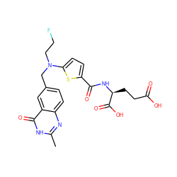 Cc1nc2ccc(CN(CCF)c3ccc(C(=O)N[C@@H](CCC(=O)O)C(=O)O)s3)cc2c(=O)[nH]1 ZINC000013821829