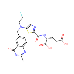 Cc1nc2ccc(CN(CCF)c3cnc(C(=O)N[C@H](CCC(=O)O)C(=O)O)s3)cc2c(=O)[nH]1 ZINC000029339793